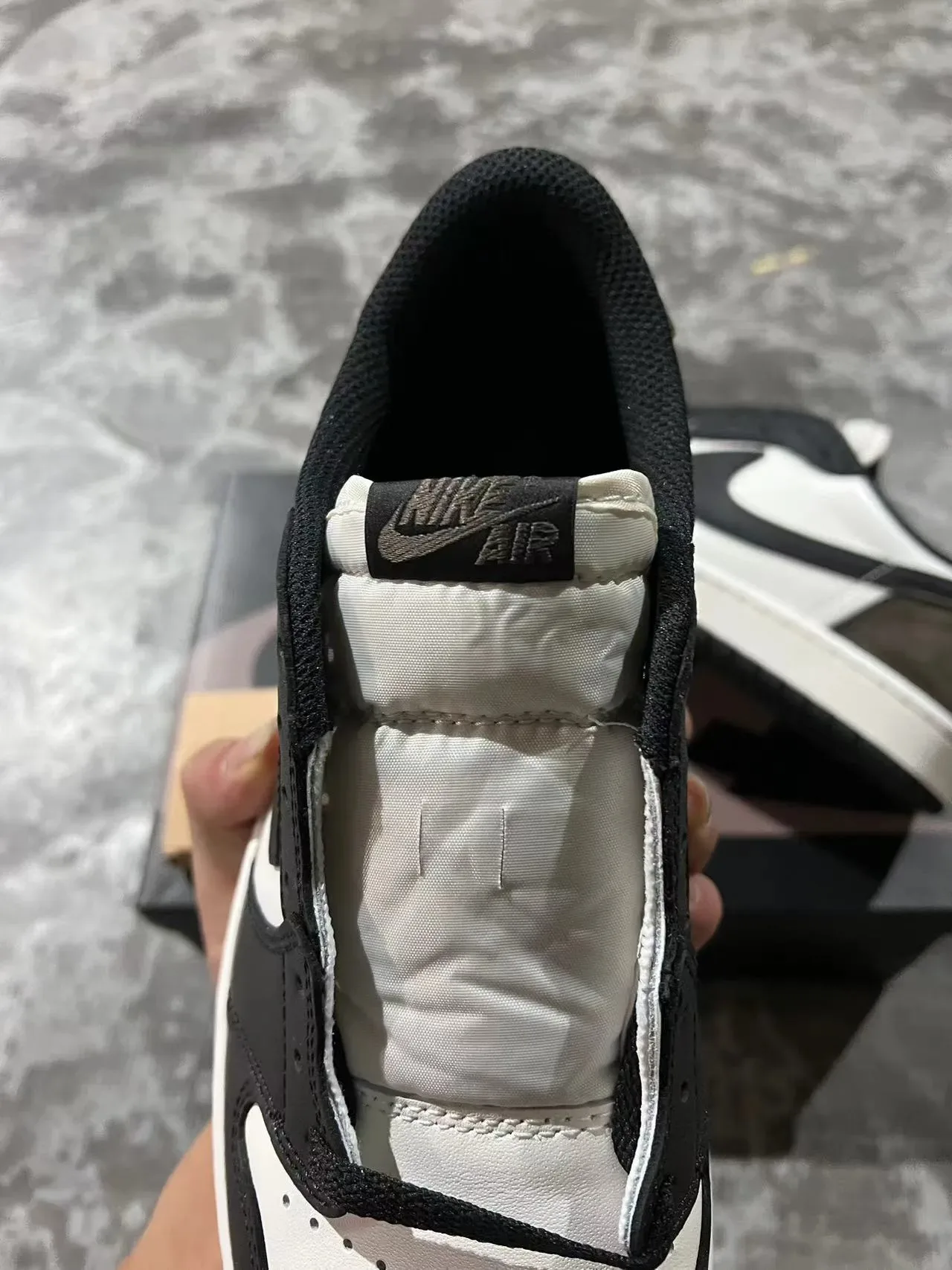 Nike Air Jordan 1 Low Black White Olive Lifestyle Sneakers 4