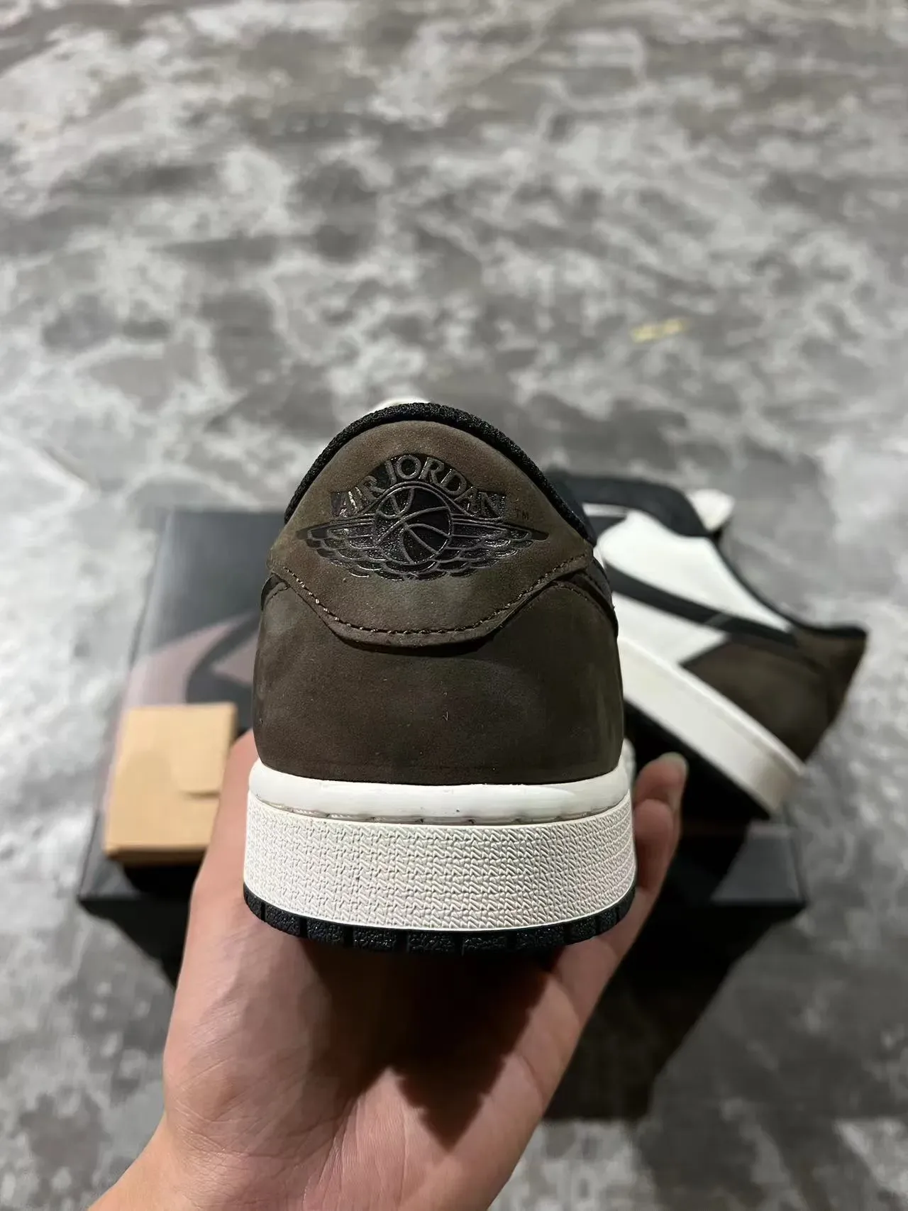 Nike Air Jordan 1 Low Black White Olive Lifestyle Sneakers 8