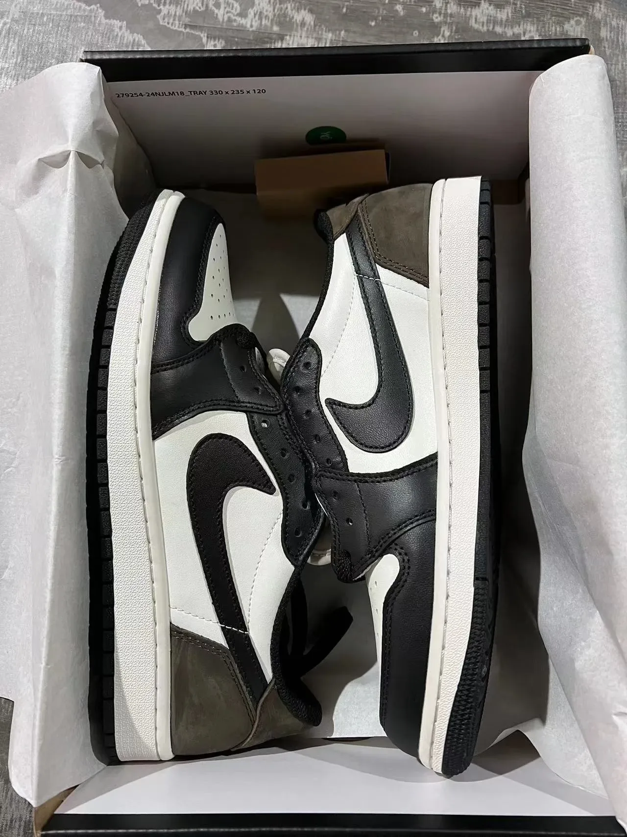 Nike Air Jordan 1 Low Black White Olive Lifestyle Sneakers 9