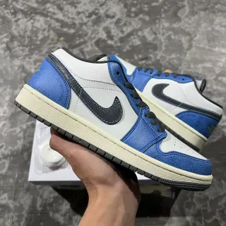 Nike Air Jordan 1 Low Blue and White Lifestyle Sneakers