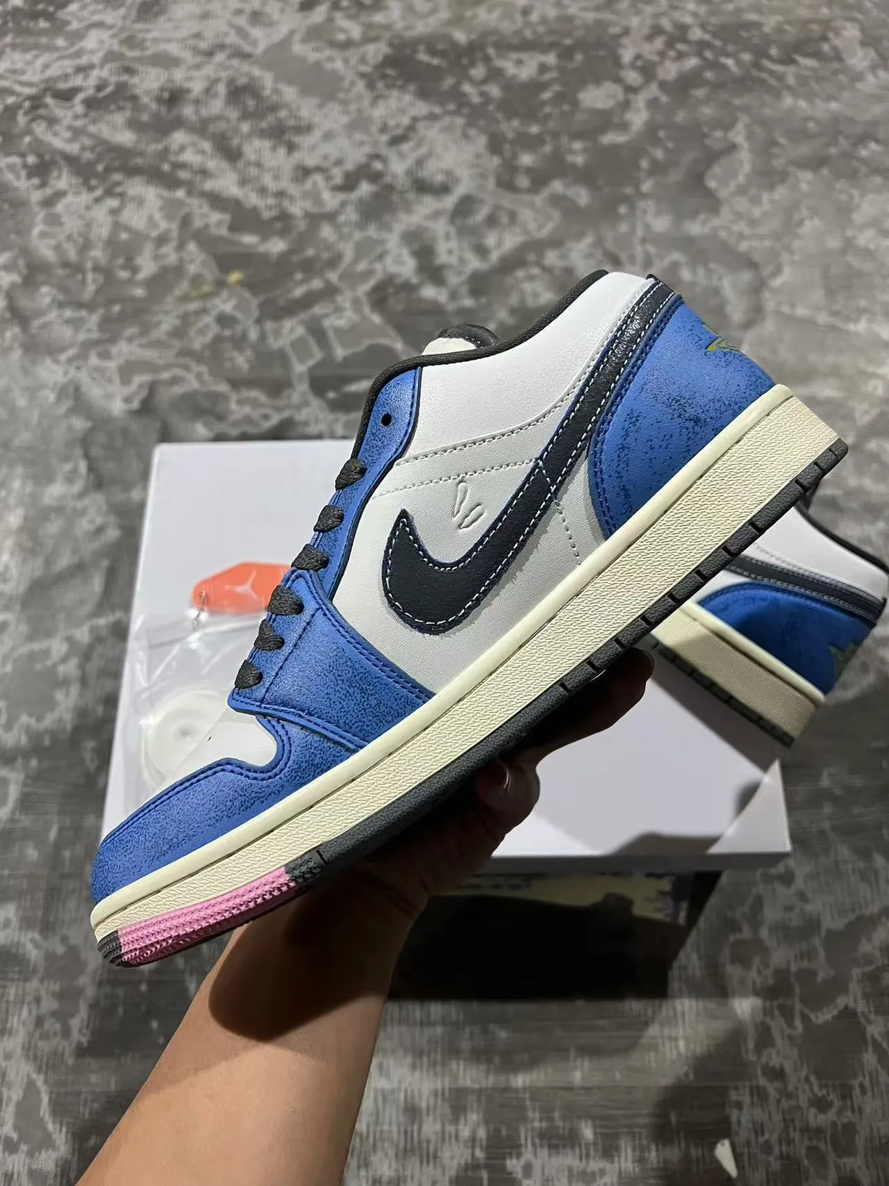 Nike Air Jordan 1 Low Blue and White Lifestyle Sneakers 5
