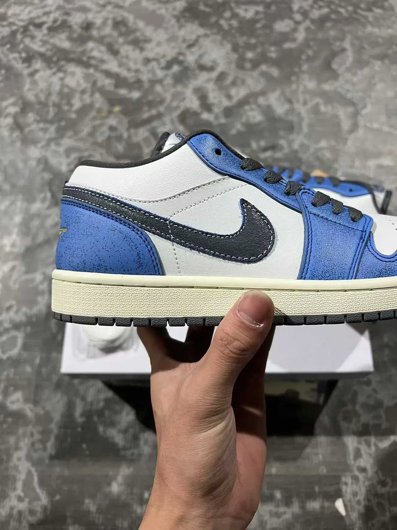 Nike Air Jordan 1 Low Blue and White Lifestyle Sneakers 7