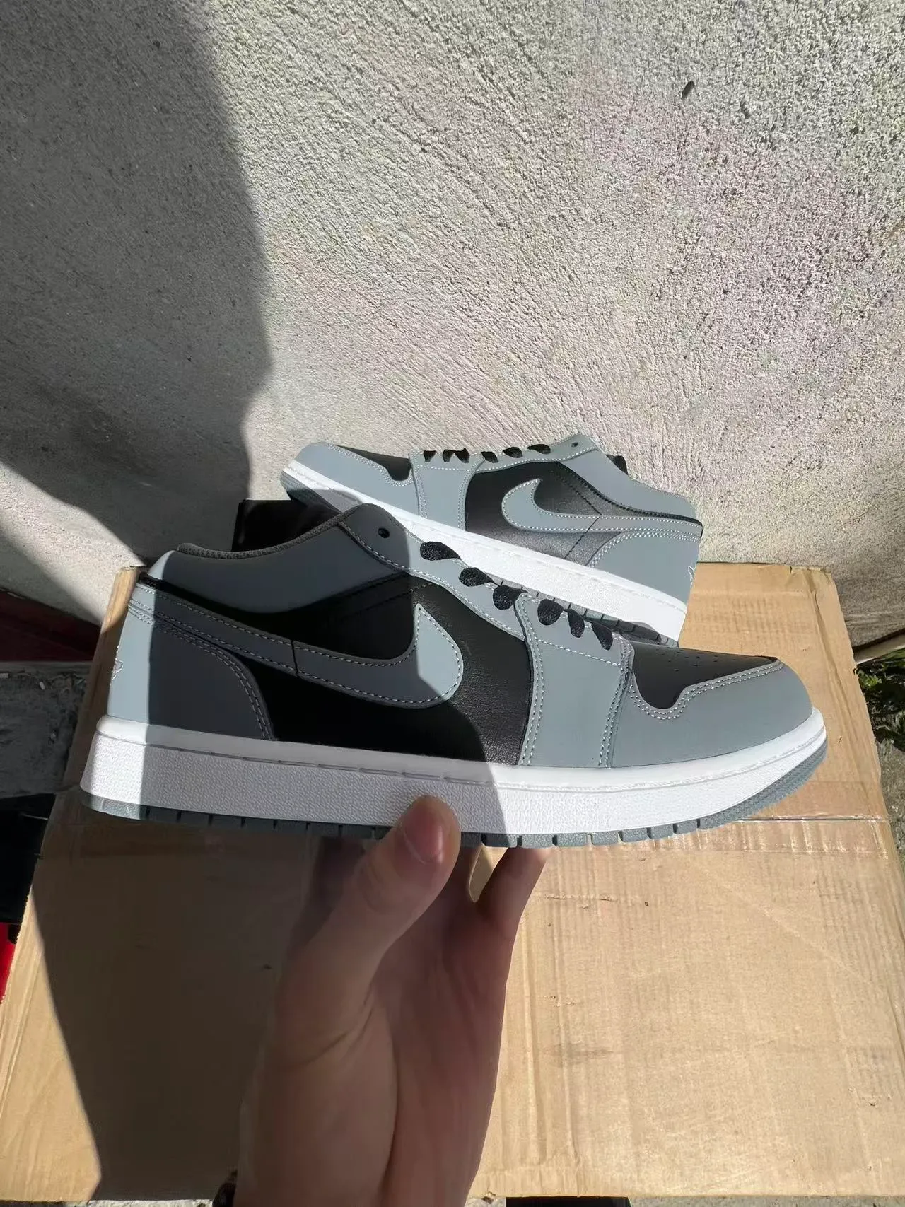 Nike Air Jordan 1 Low Gray Black Lifestyle Sneakers 7