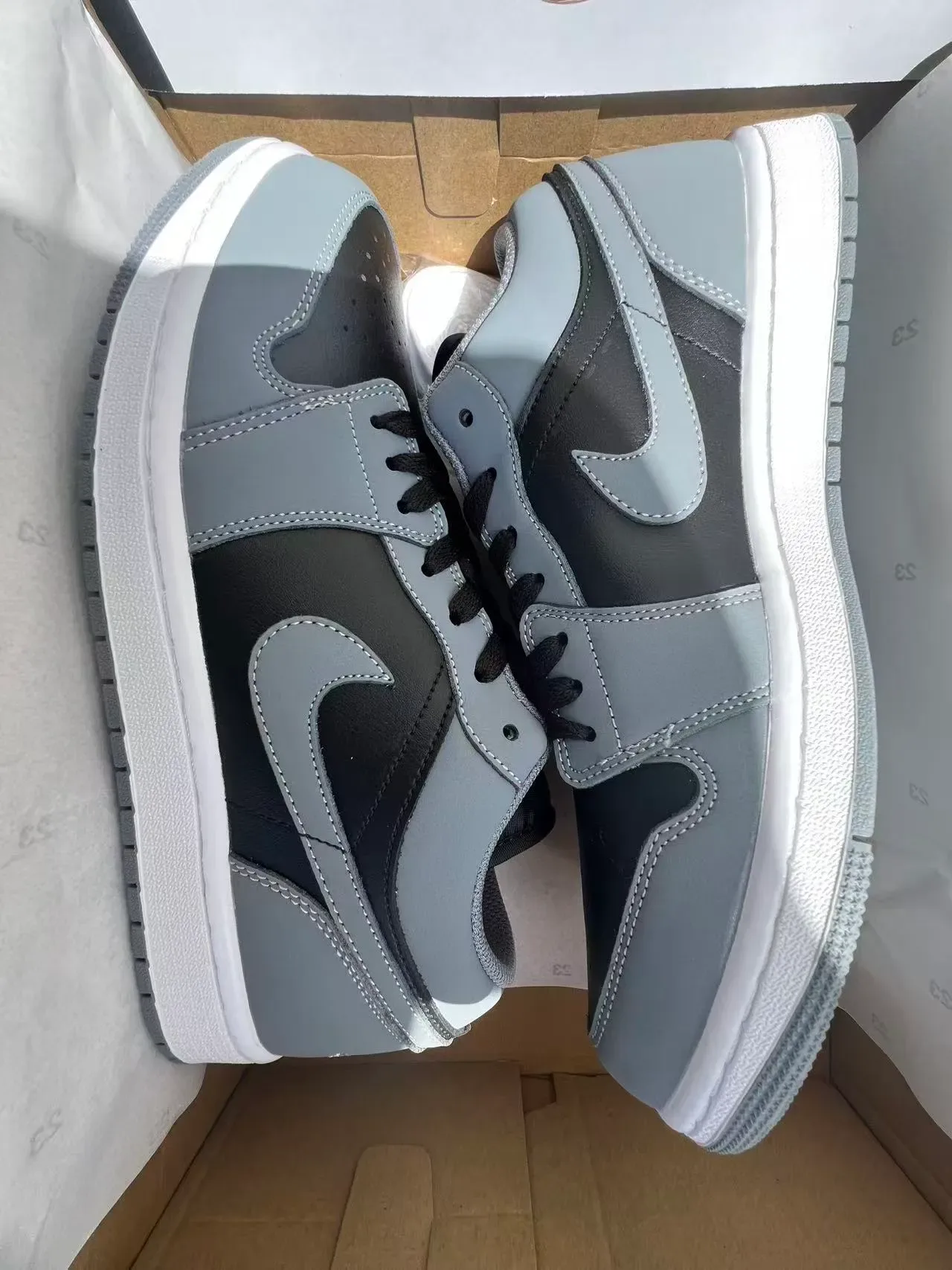 Nike Air Jordan 1 Low Gray Black Lifestyle Sneakers 9