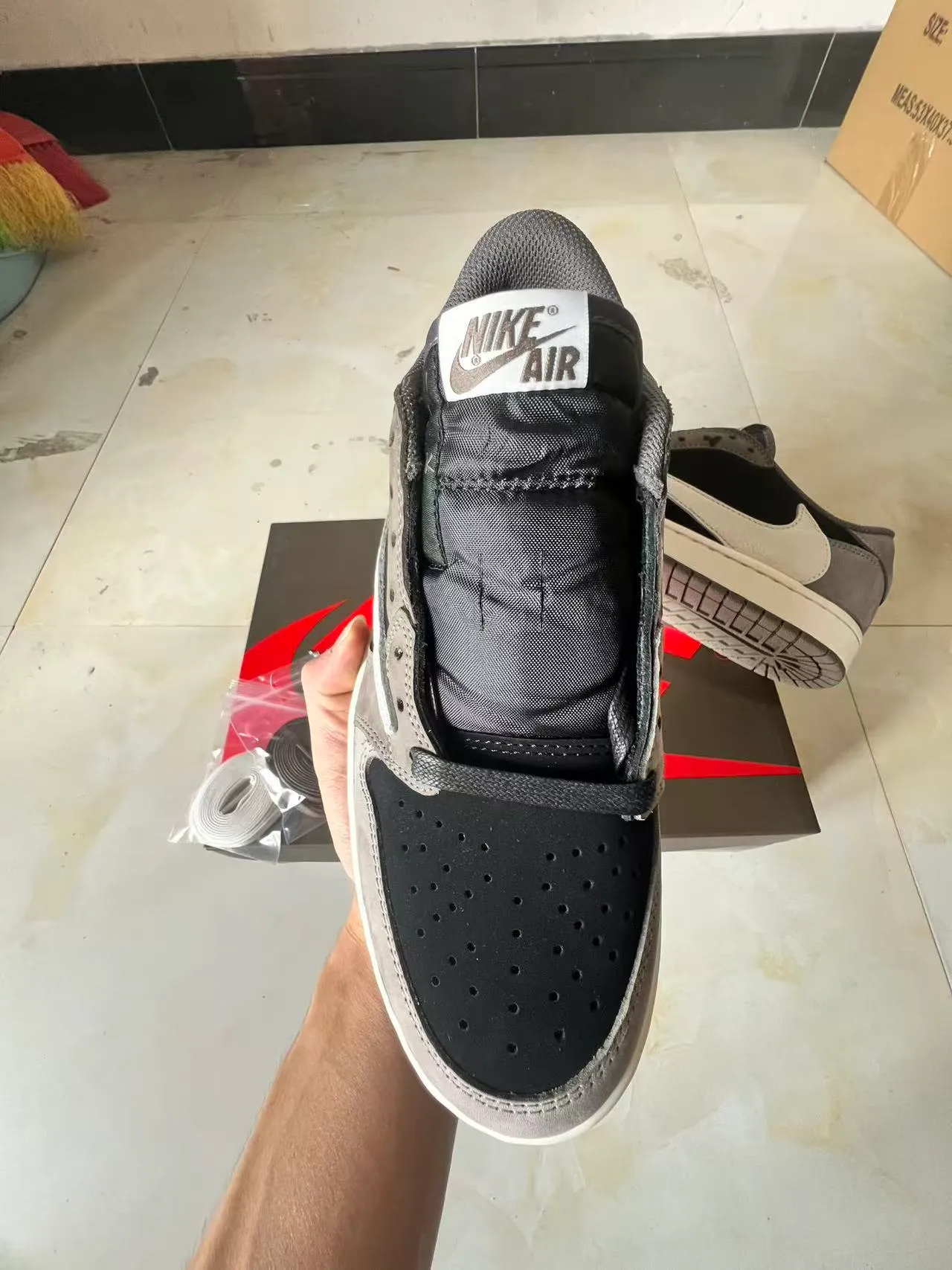 Nike Air Jordan 1 Low Gray Black Off-White Lifestyle Sneakers 3