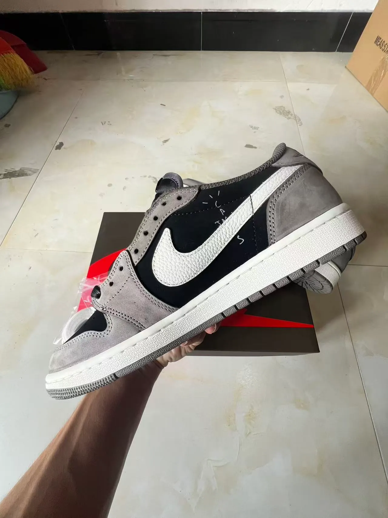 Nike Air Jordan 1 Low Gray Black Off-White Lifestyle Sneakers 5