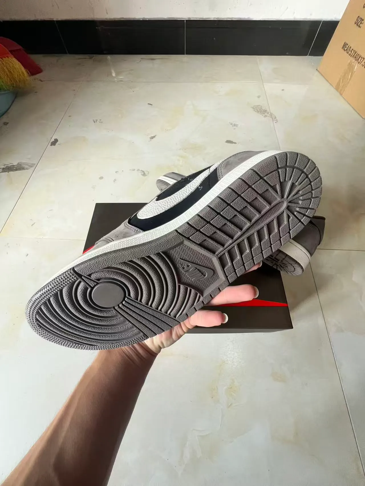 Nike Air Jordan 1 Low Gray Black Off-White Lifestyle Sneakers 6