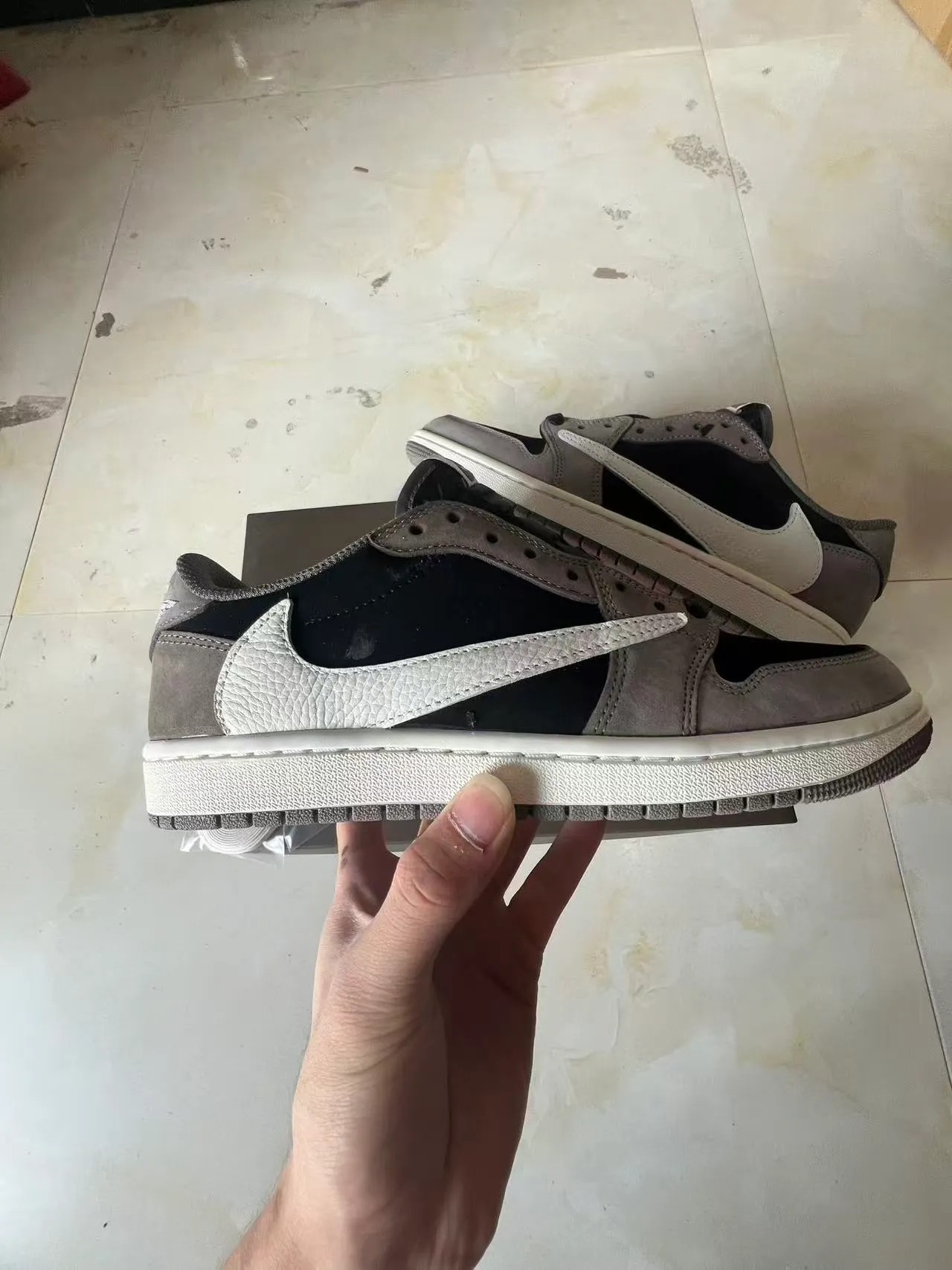 Nike Air Jordan 1 Low Gray Black Off-White Lifestyle Sneakers 7