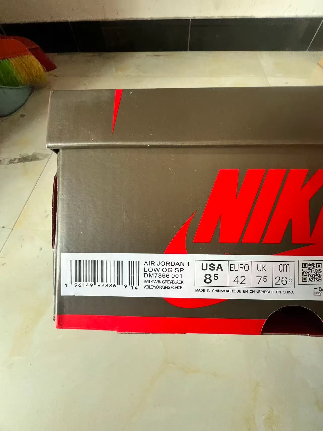 Nike Air Jordan 1 Low Gray Black Off-White Lifestyle Sneakers 10