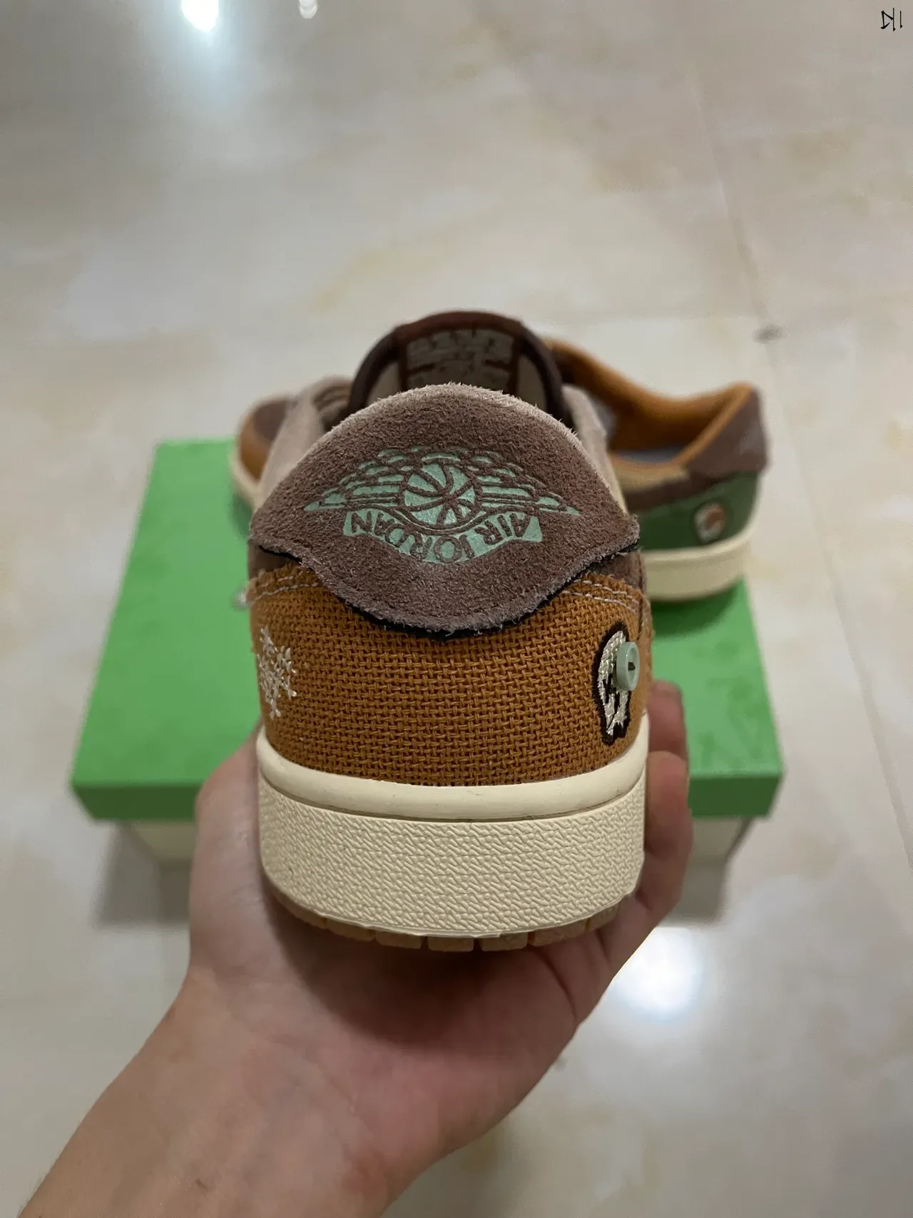 Nike Air Jordan 1 Low Patchwork Beige Olive Brown Lifestyle Sneakers 7