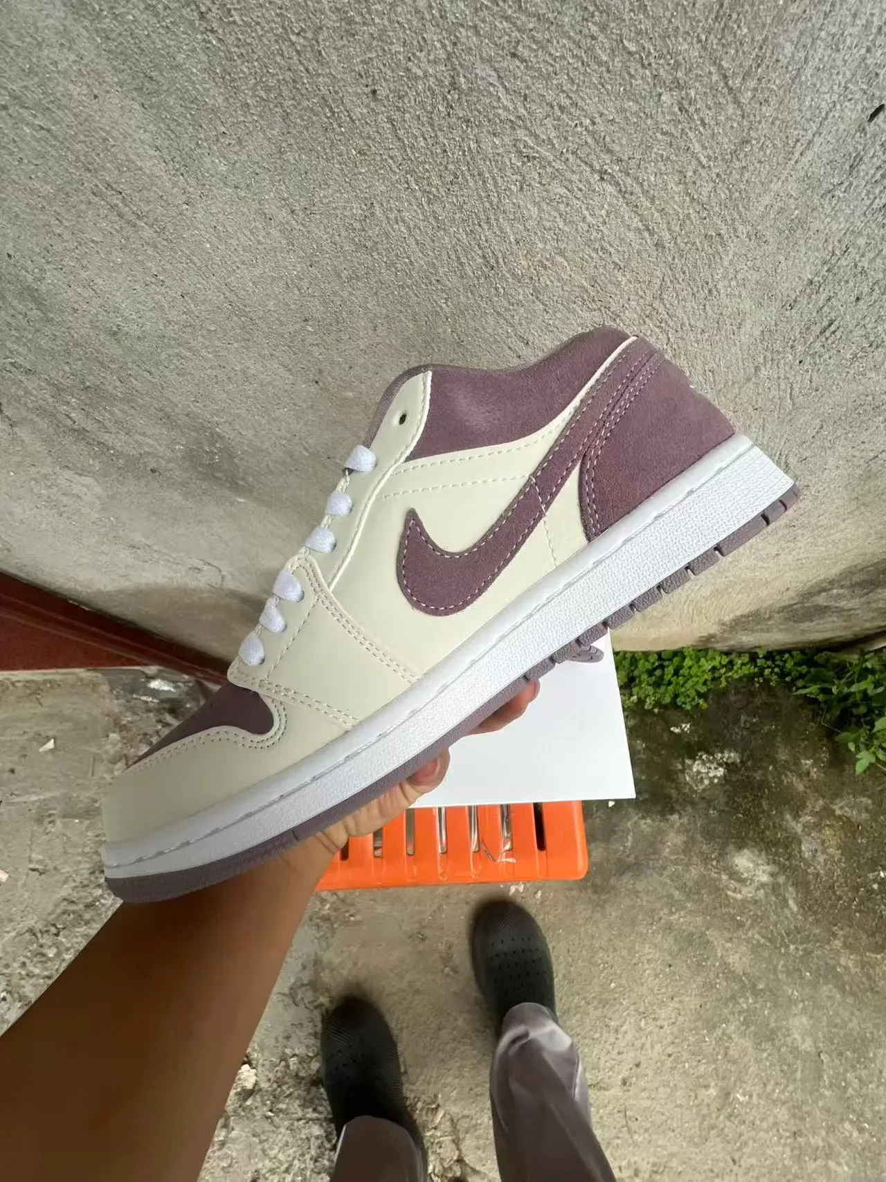 Nike Air Jordan 1 Low Purple and Cream Lifestyle Sneakers 5