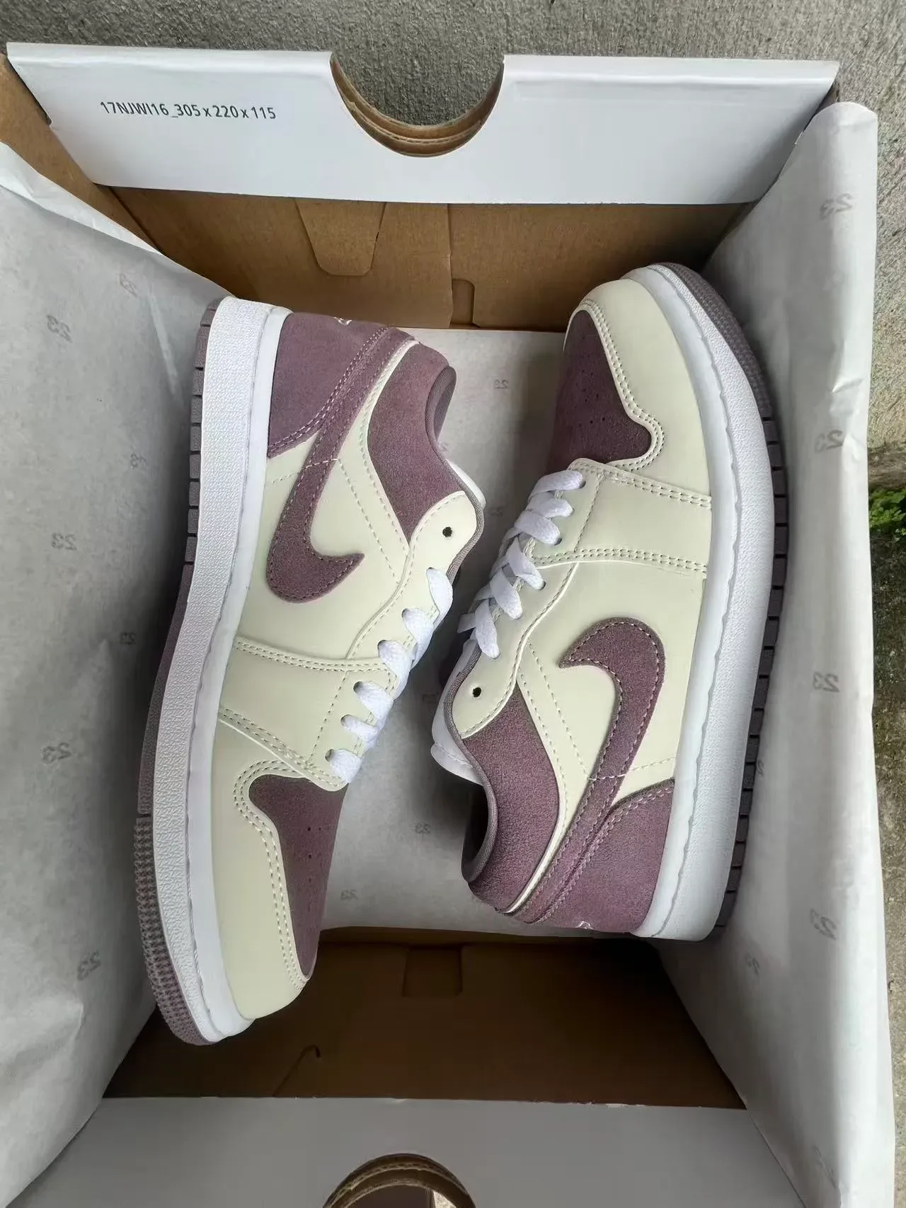 Nike Air Jordan 1 Low Purple and Cream Lifestyle Sneakers 9