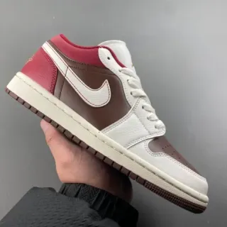 Nike Air Jordan 1 Low Red Brown Cream Lifestyle Sneakers