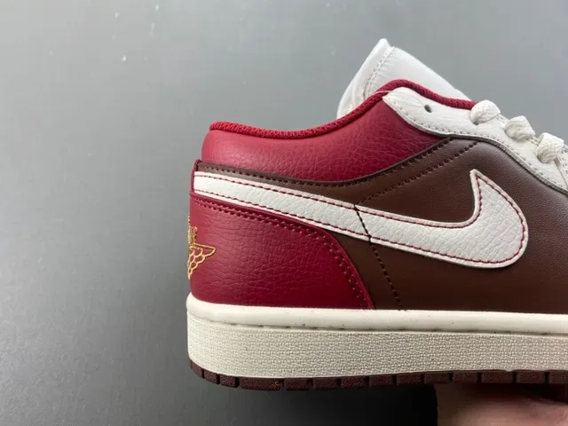 Nike Air Jordan 1 Low Red Brown Cream Lifestyle Sneakers 3
