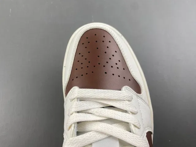 Nike Air Jordan 1 Low Red Brown Cream Lifestyle Sneakers 4