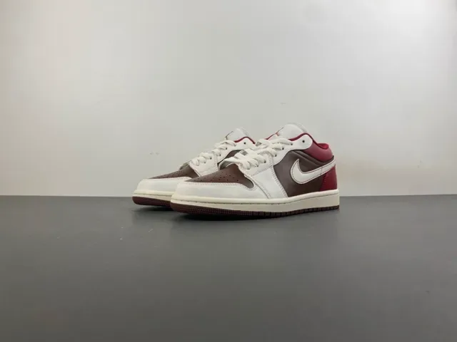 Nike Air Jordan 1 Low Red Brown Cream Lifestyle Sneakers 9