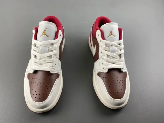 Nike Air Jordan 1 Low Red Brown Cream Lifestyle Sneakers 10