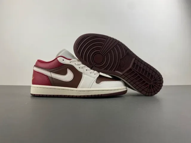 Nike Air Jordan 1 Low Red Brown Cream Lifestyle Sneakers 11