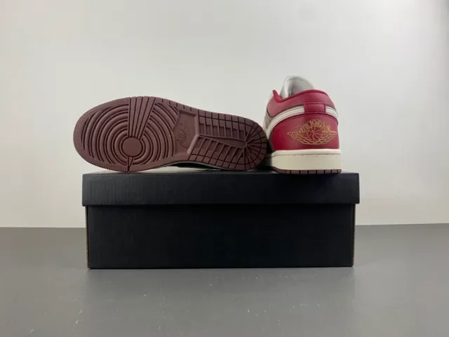 Nike Air Jordan 1 Low Red Brown Cream Lifestyle Sneakers 15