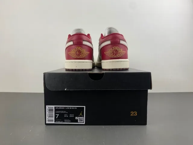 Nike Air Jordan 1 Low Red Brown Cream Lifestyle Sneakers 16