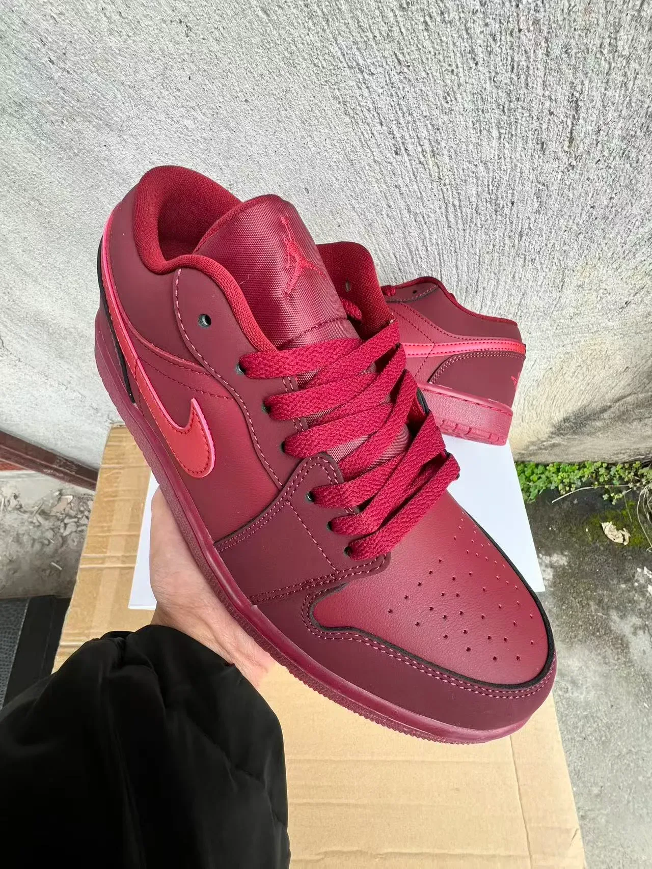 Nike Air Jordan 1 Low Red Tonal Lifestyle Sneakers 2