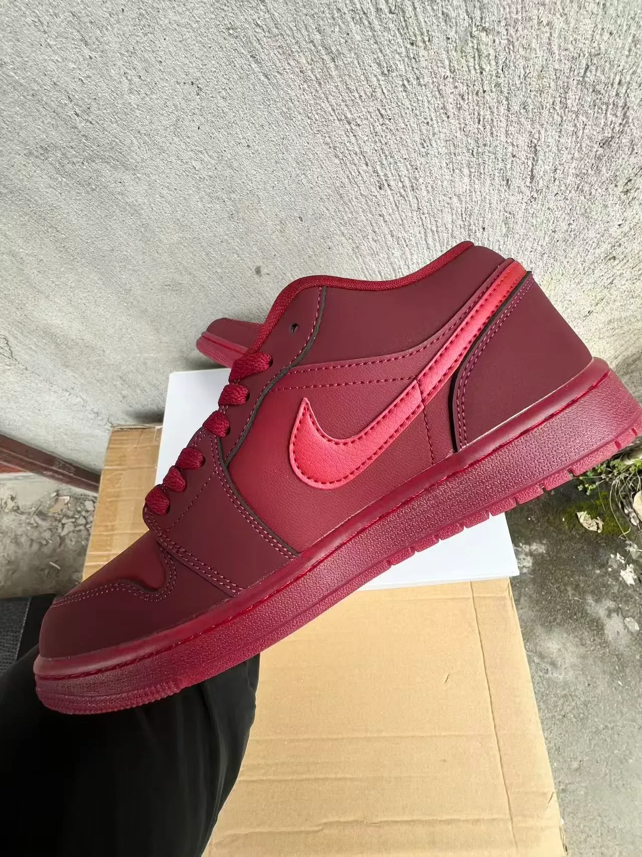Nike Air Jordan 1 Low Red Tonal Lifestyle Sneakers 5