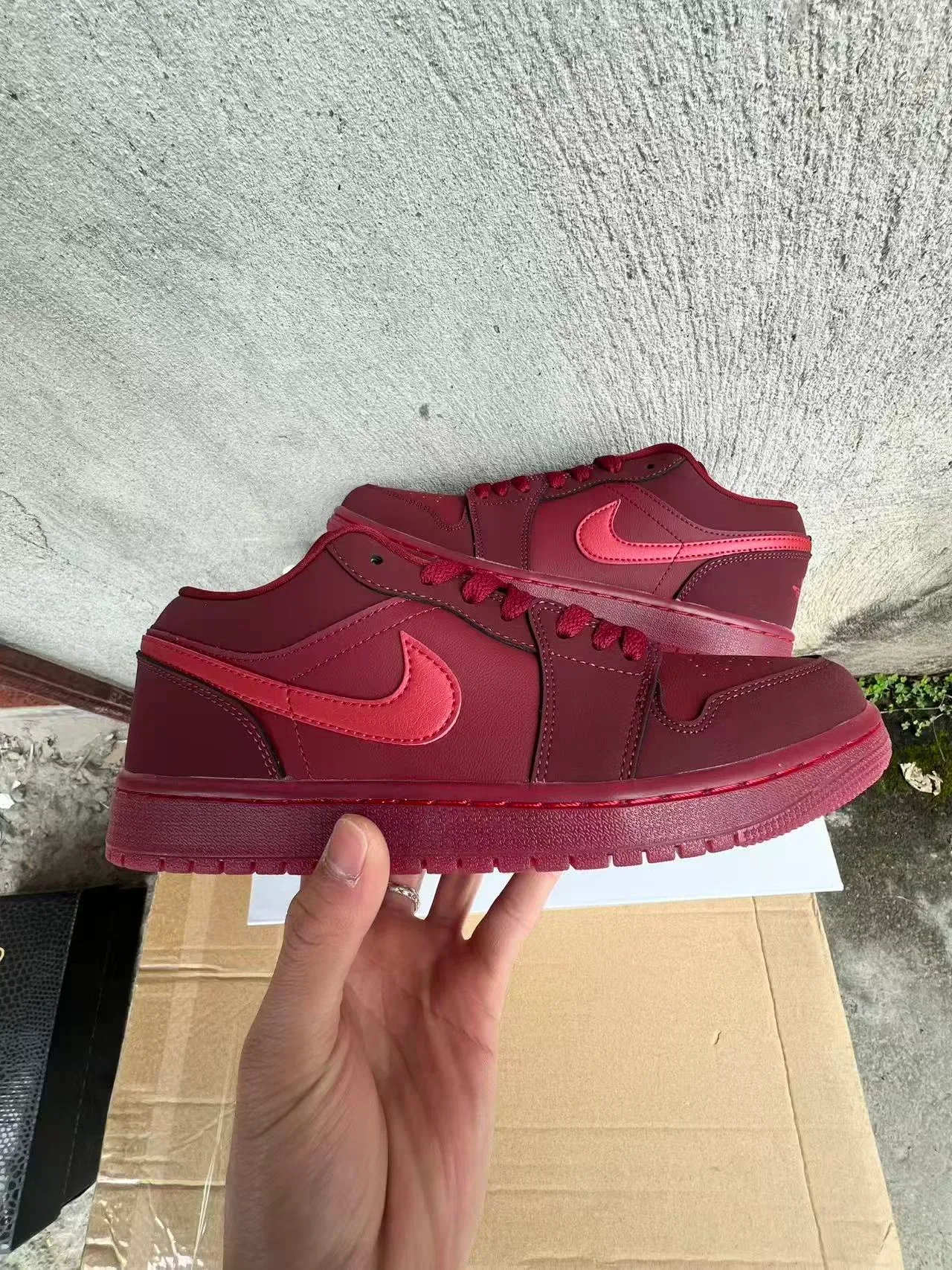 Nike Air Jordan 1 Low Red Tonal Lifestyle Sneakers 7