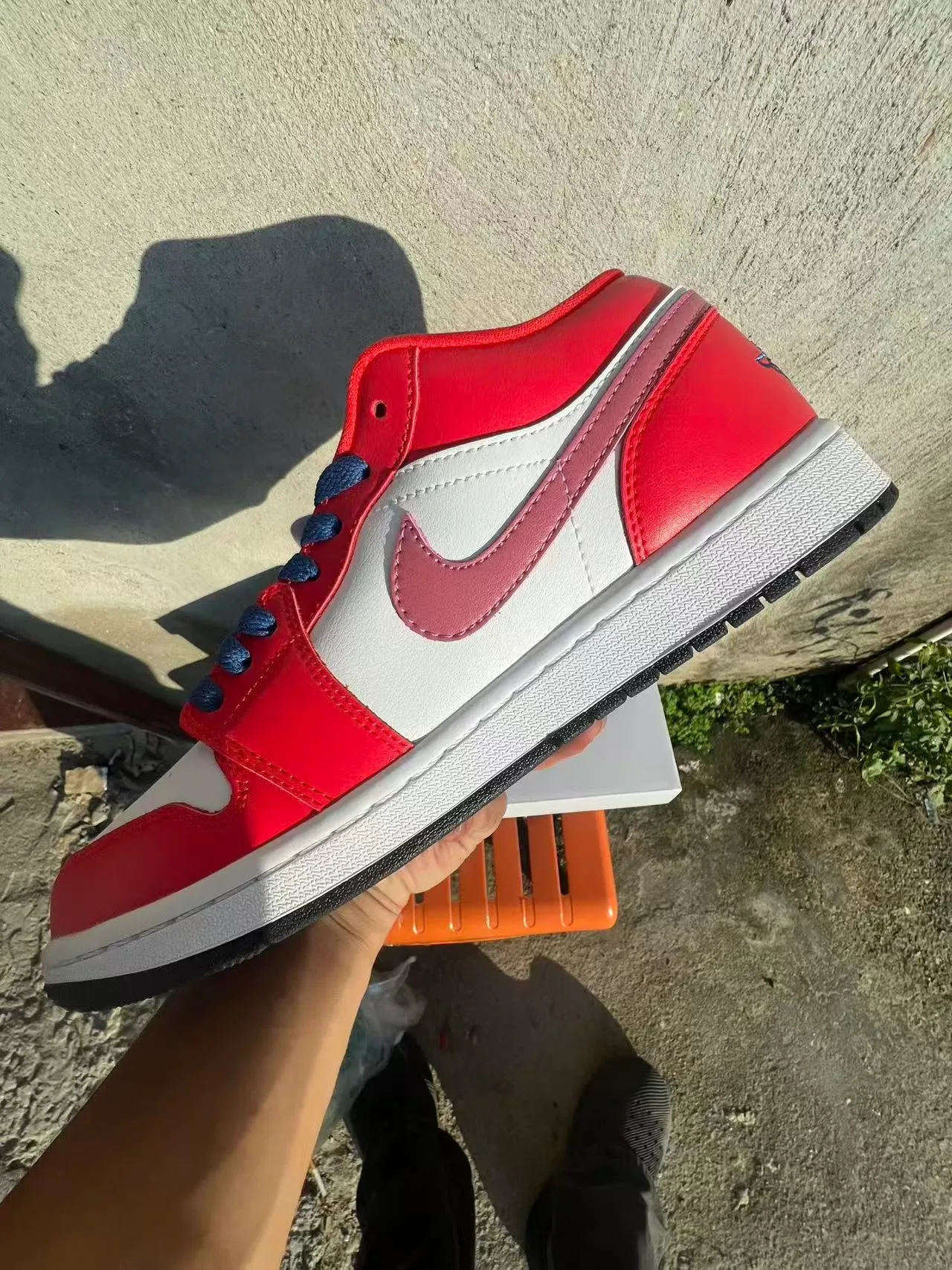 Nike Air Jordan 1 Low Red White Pink Navy Lifestyle Sneakers 5