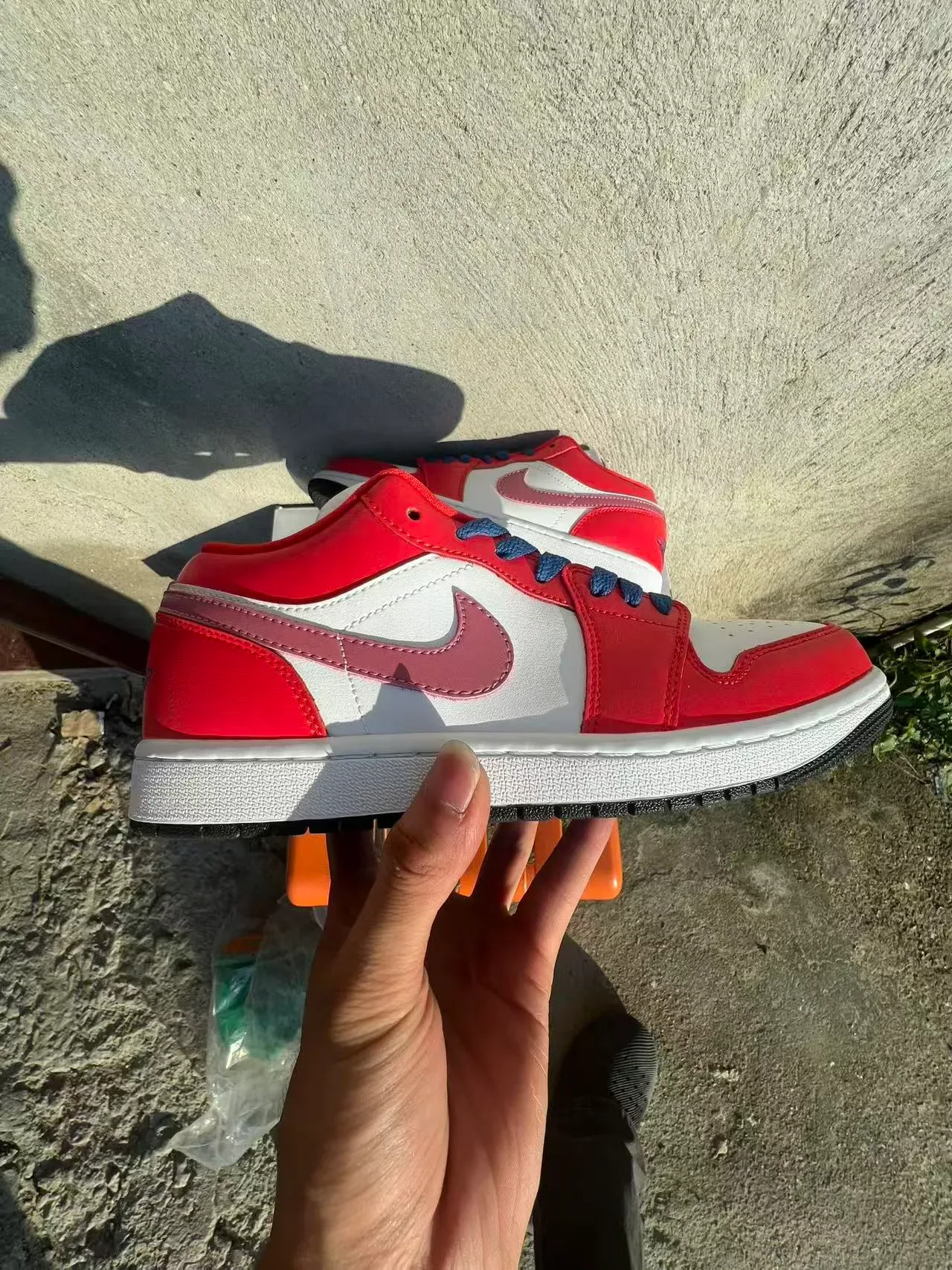 Nike Air Jordan 1 Low Red White Pink Navy Lifestyle Sneakers 7