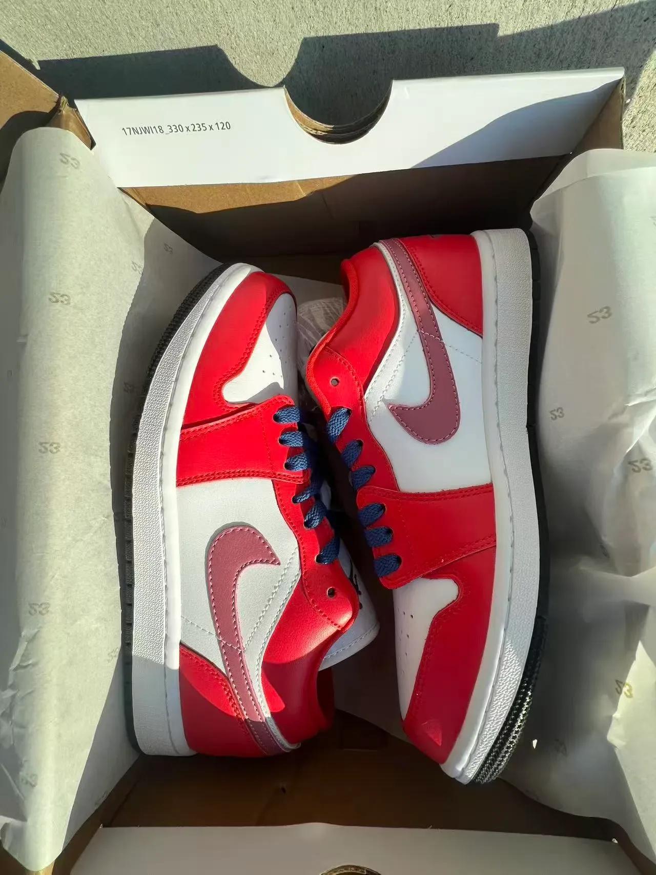 Nike Air Jordan 1 Low Red White Pink Navy Lifestyle Sneakers 9