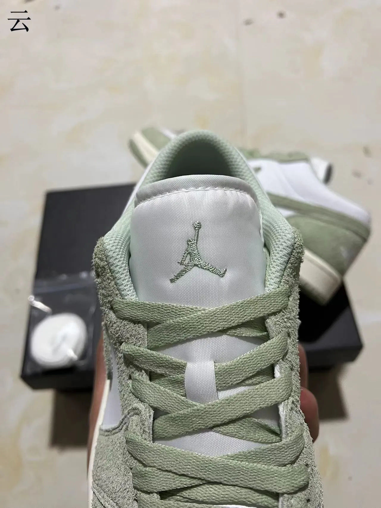 Nike Air Jordan 1 Low Sage Green and White Lifestyle Sneakers 5
