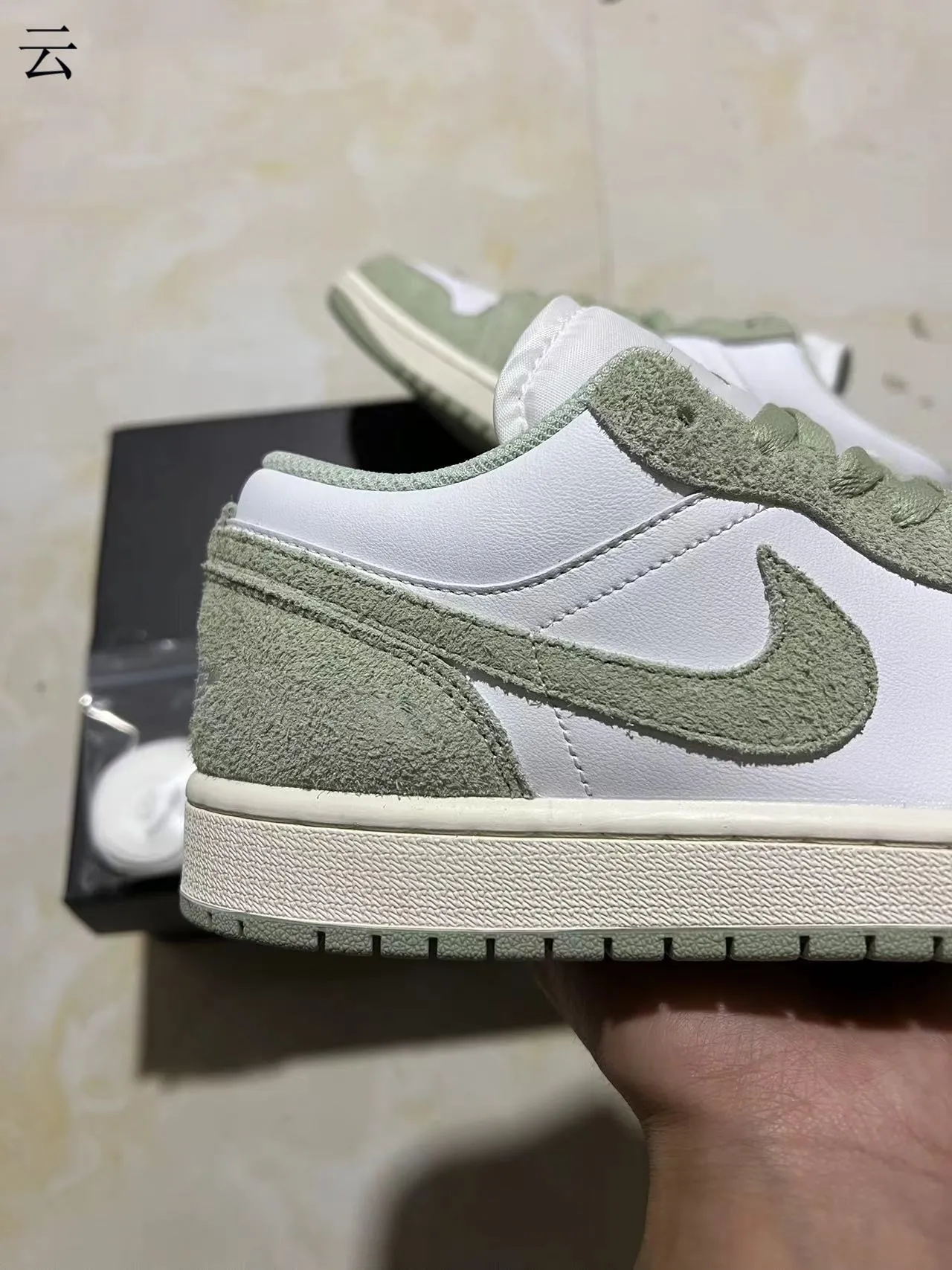 Nike Air Jordan 1 Low Sage Green and White Lifestyle Sneakers 8