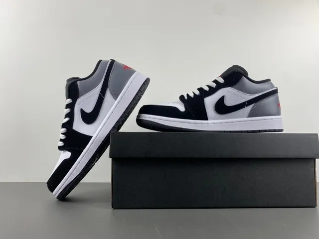 Nike Air Jordan 1 Low Silver Black White Lifestyle Sneakers 14