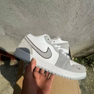 Nike Air Jordan 1 Low White Gray Lifestyle Sneakers