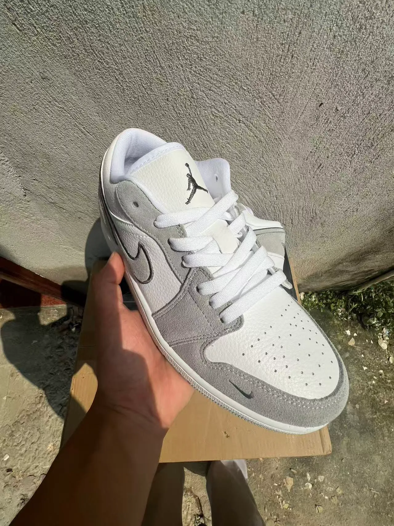 Nike Air Jordan 1 Low White Gray Lifestyle Sneakers 2