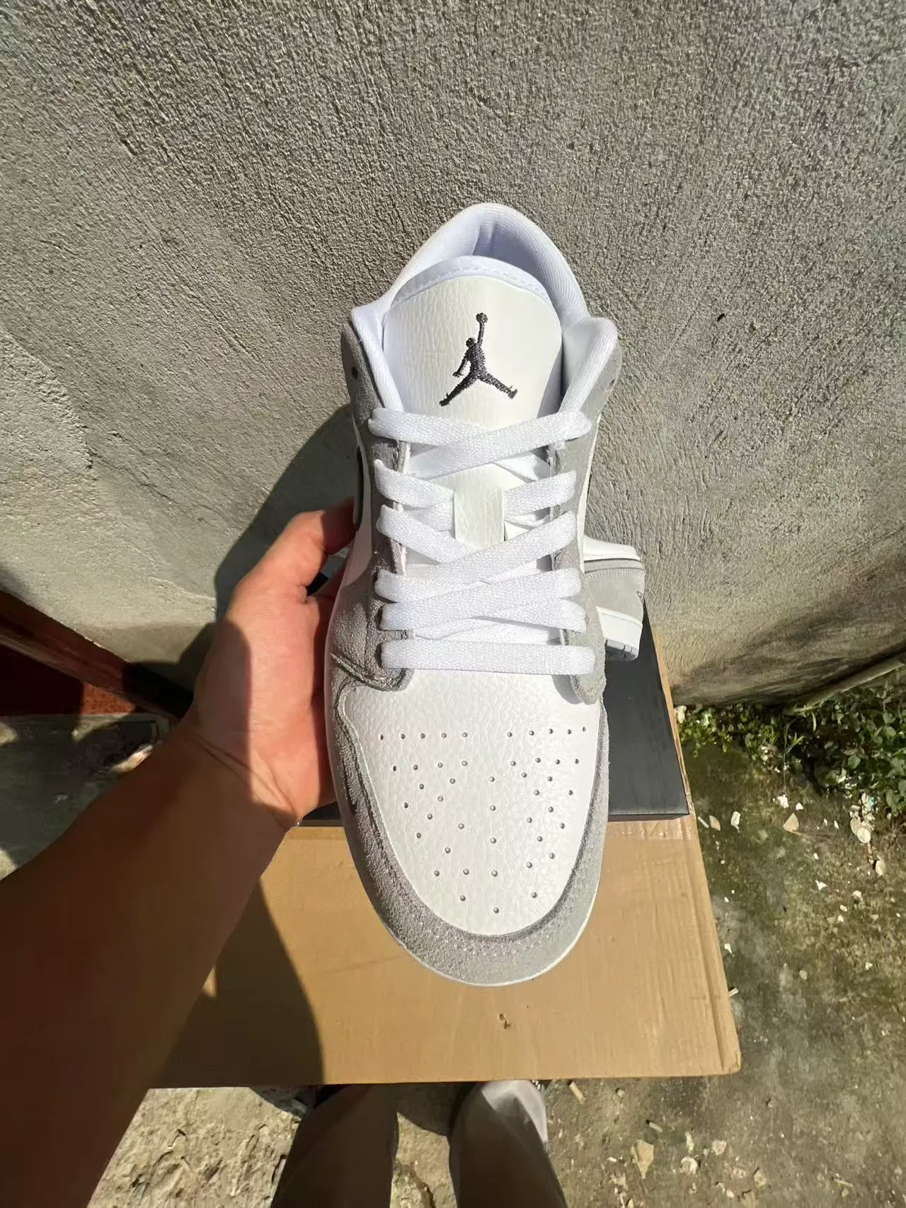 Nike Air Jordan 1 Low White Gray Lifestyle Sneakers 3