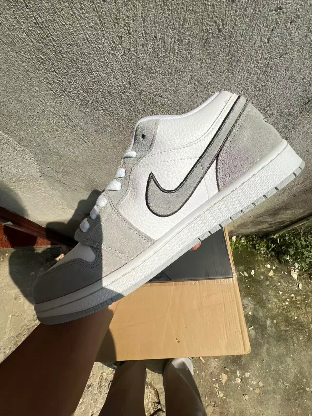 Nike Air Jordan 1 Low White Gray Lifestyle Sneakers 5