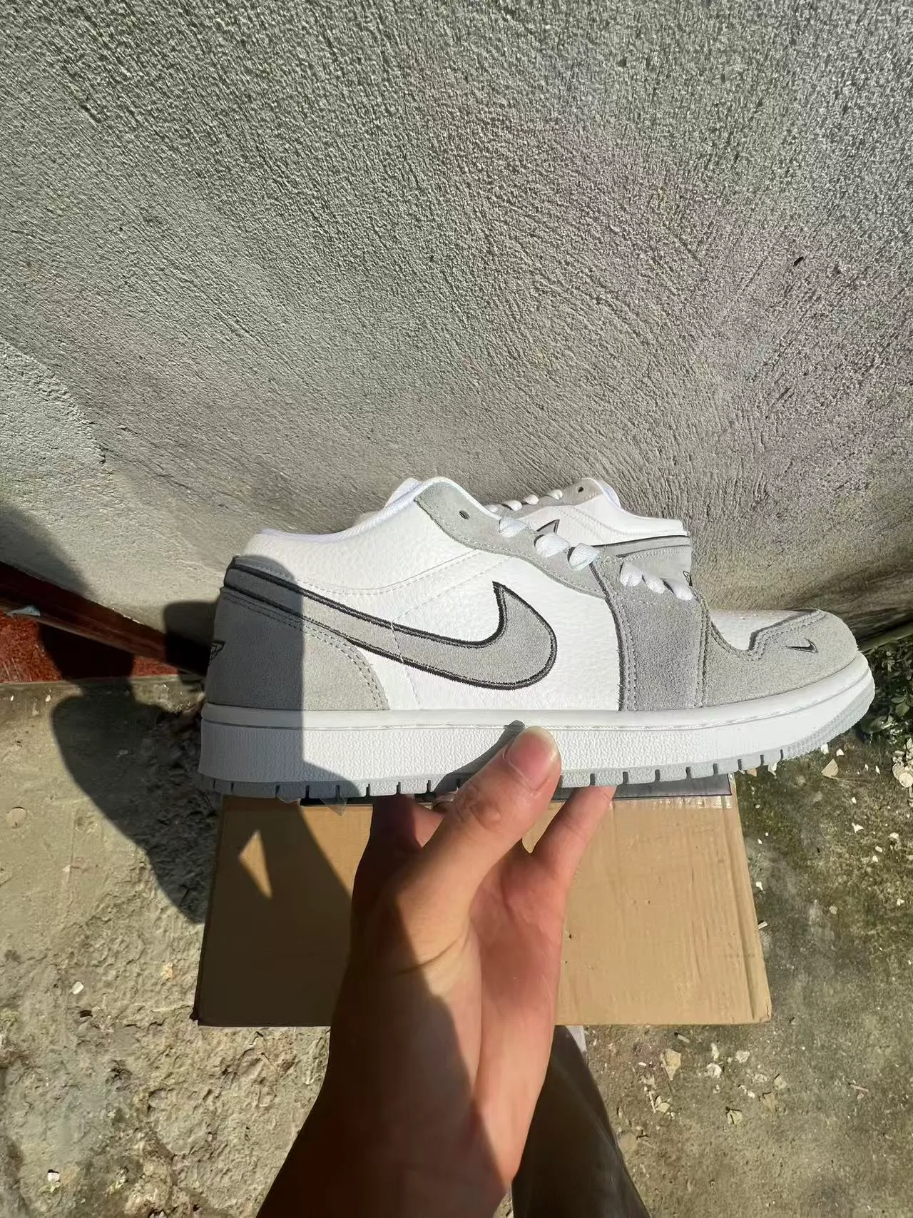 Nike Air Jordan 1 Low White Gray Lifestyle Sneakers 7