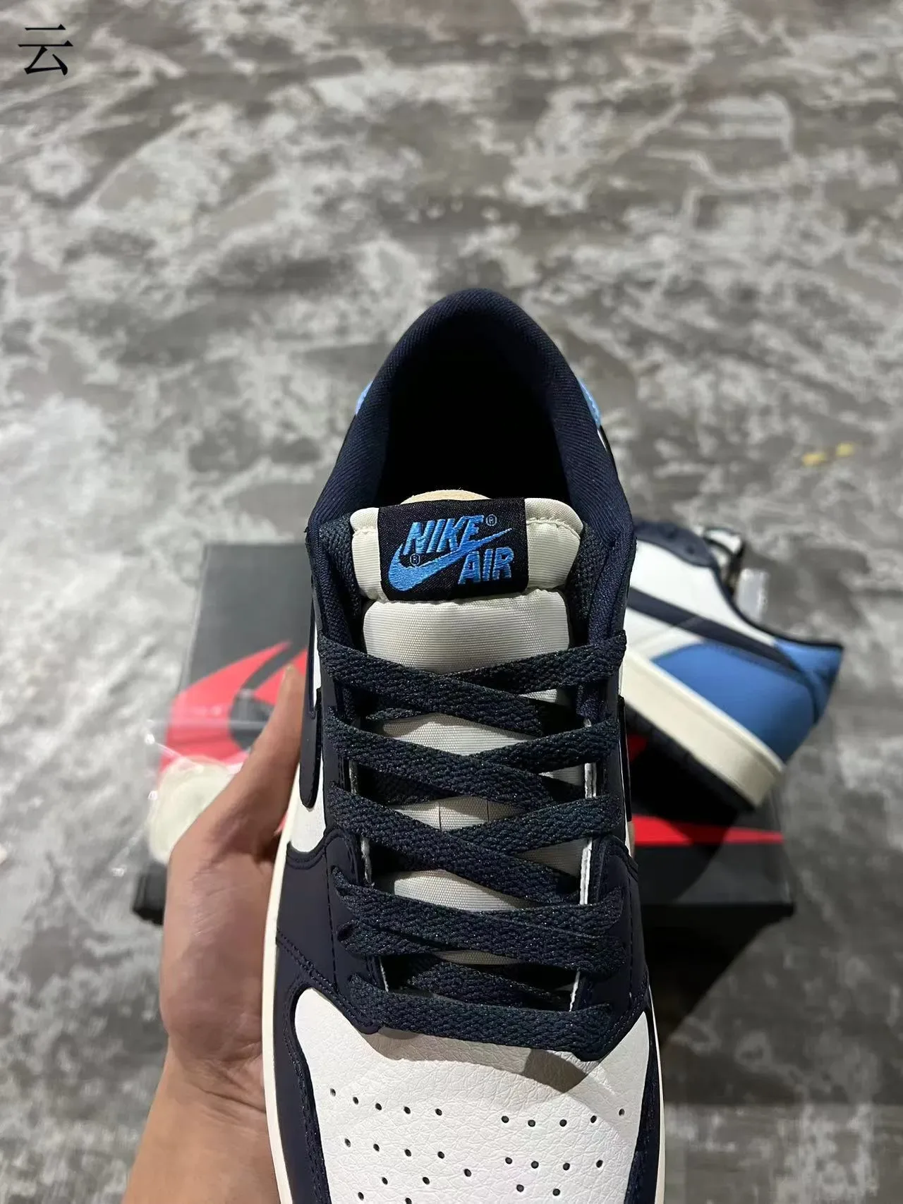 Nike Air Jordan 1 Low White Navy Light Blue Lifestyle Sneakers 4
