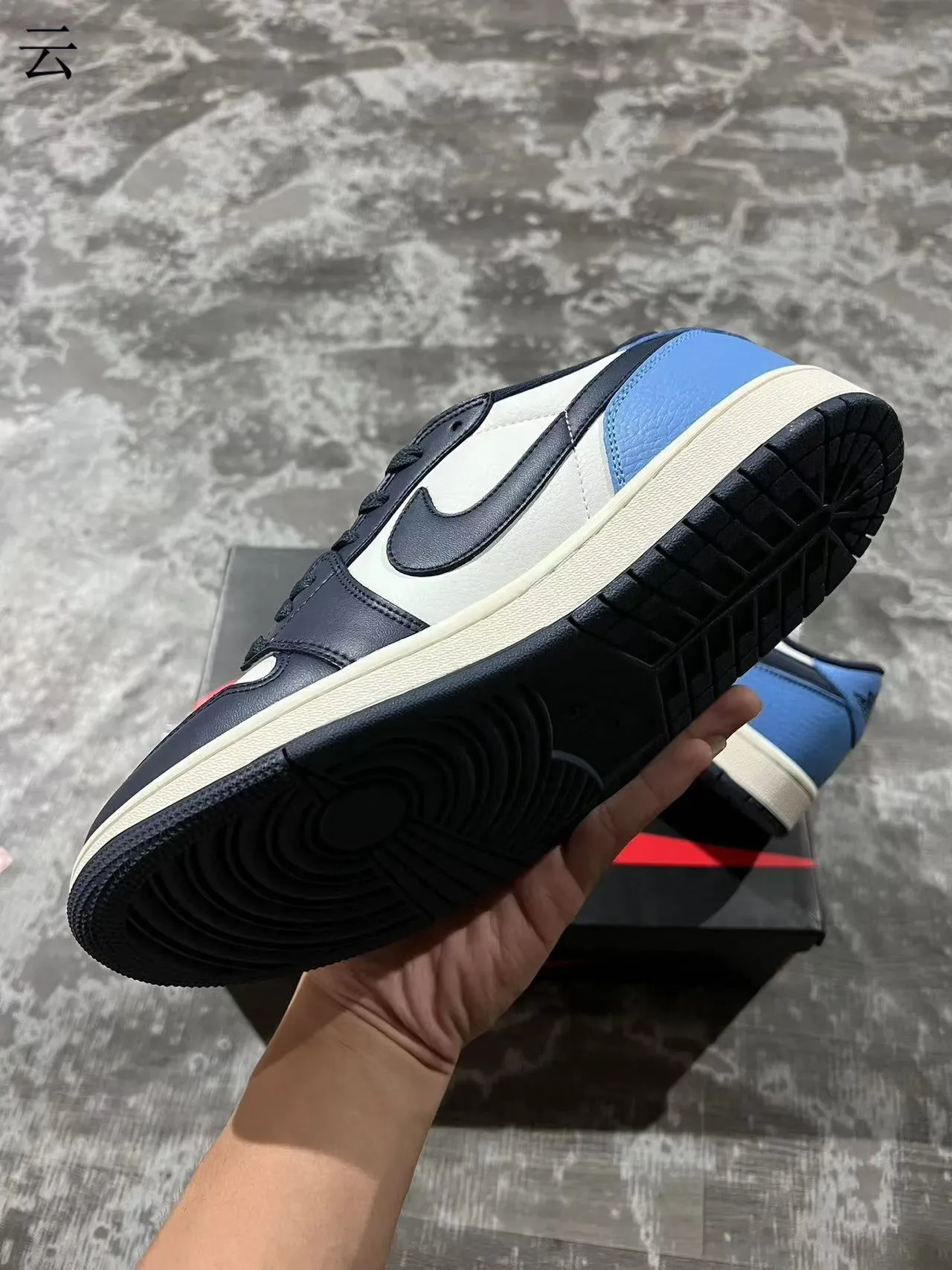 Nike Air Jordan 1 Low White Navy Light Blue Lifestyle Sneakers 6
