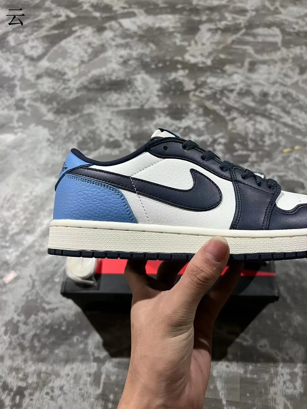 Nike Air Jordan 1 Low White Navy Light Blue Lifestyle Sneakers 7