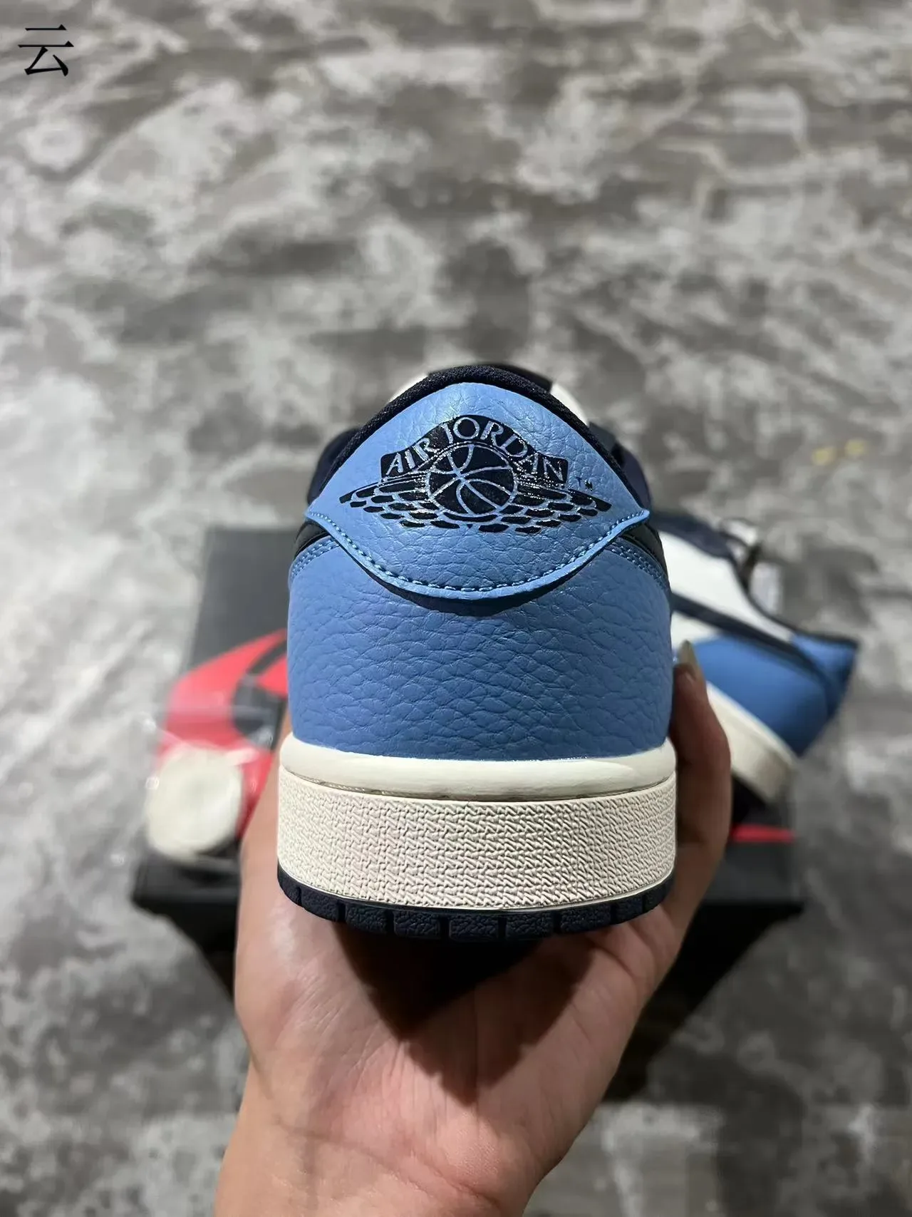Nike Air Jordan 1 Low White Navy Light Blue Lifestyle Sneakers 8
