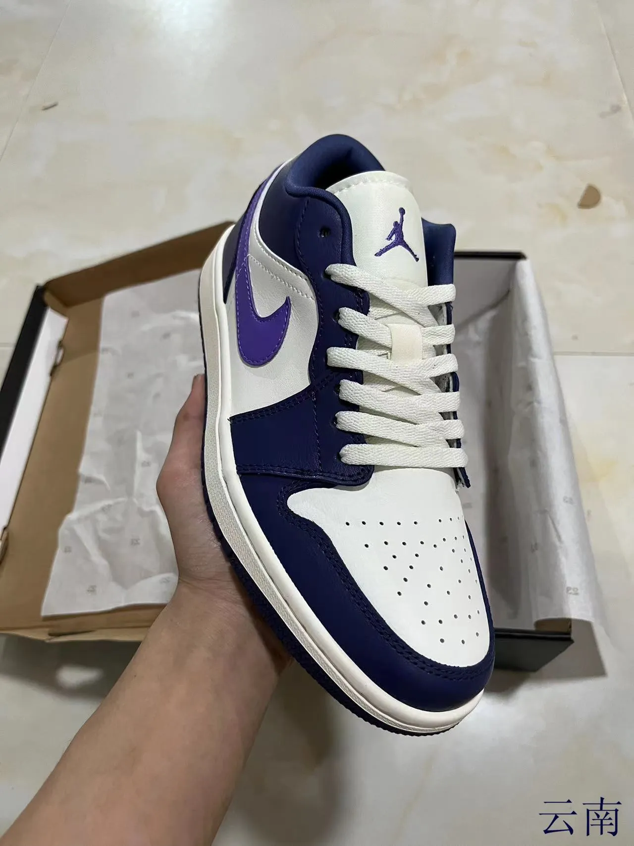 Nike Air Jordan 1 Low White Navy Purple Lifestyle Sneakers 2