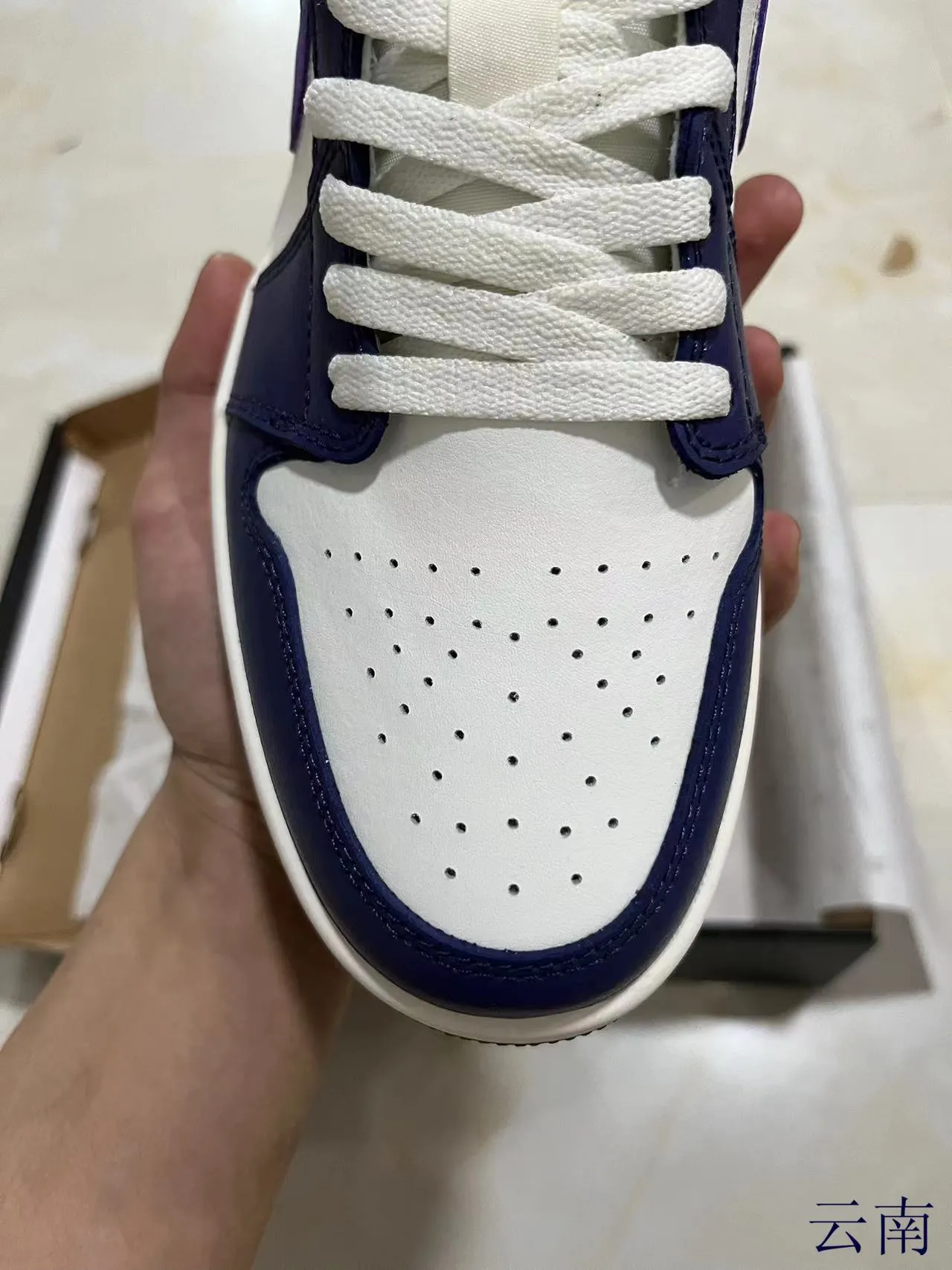Nike Air Jordan 1 Low White Navy Purple Lifestyle Sneakers 3