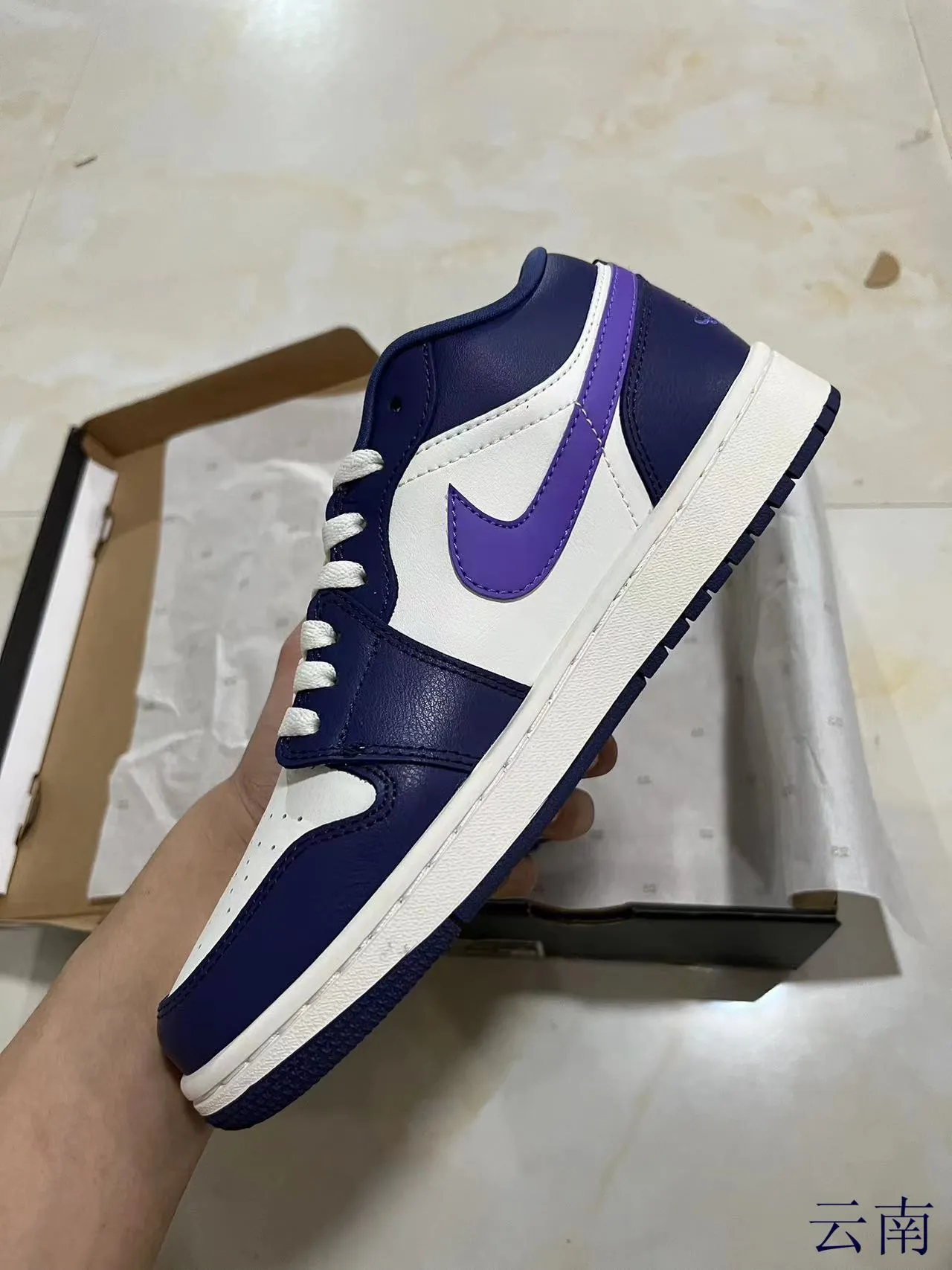 Nike Air Jordan 1 Low White Navy Purple Lifestyle Sneakers 4