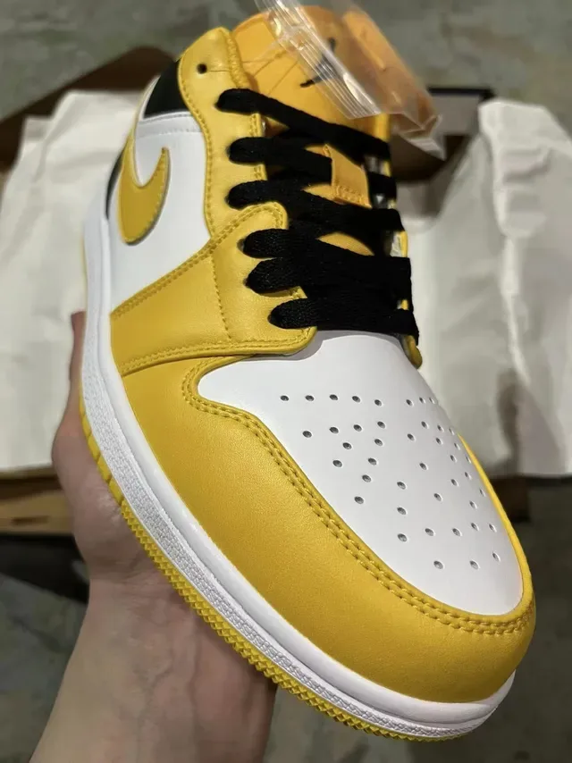 Nike Air Jordan 1 Low Yellow Black White Lifestyle Sneakers 2