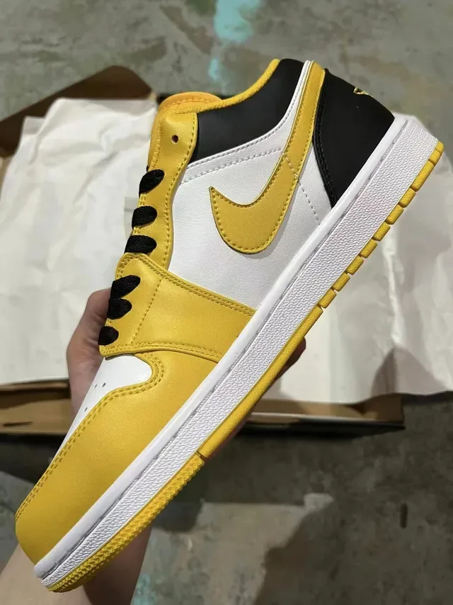 Nike Air Jordan 1 Low Yellow Black White Lifestyle Sneakers 3