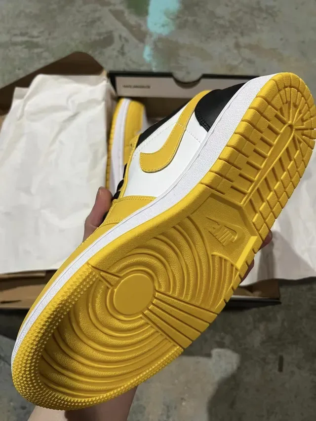 Nike Air Jordan 1 Low Yellow Black White Lifestyle Sneakers 4