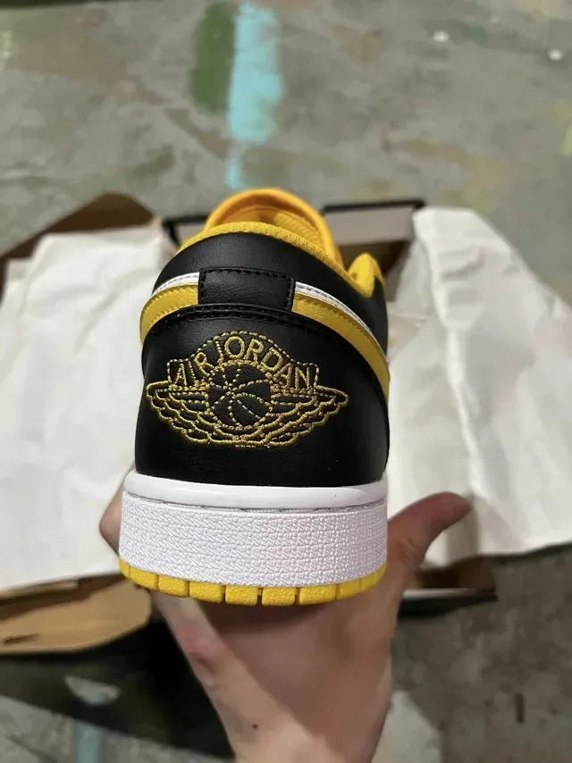 Nike Air Jordan 1 Low Yellow Black White Lifestyle Sneakers 5