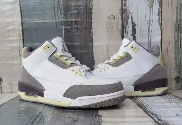 Nike Air Jordan 3 حذاء كرة السلة أبيض رمادي فيل 3
